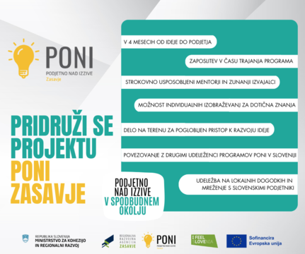  Objavljen 7. javni razpis za vključitev v projekt PONI Zasavje   