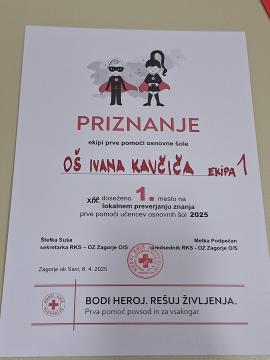 Lokalno tekmovanje iz prve pomoči v OŠ Ivana Kavčiča