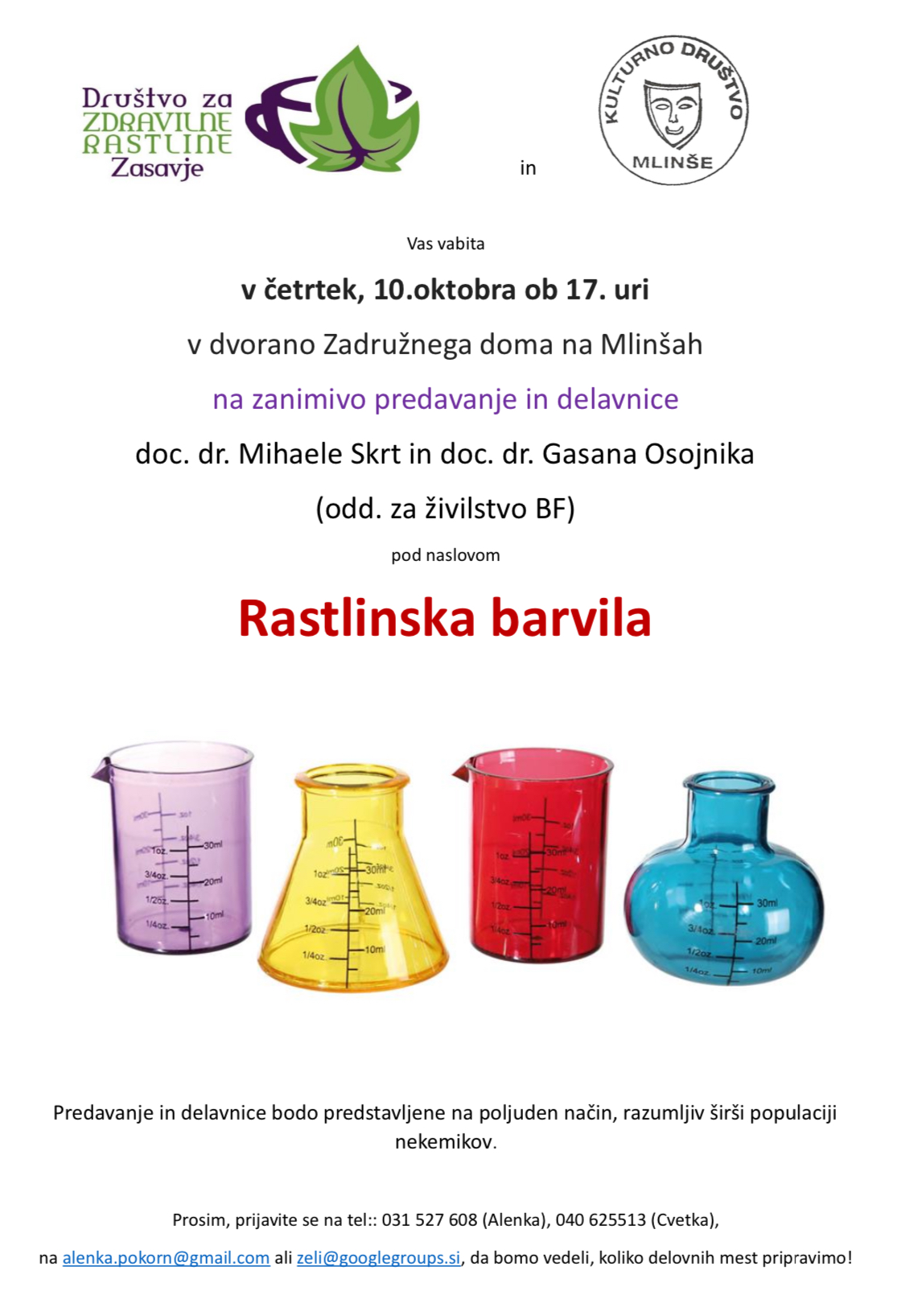 Predavanje in delavnice o rastlinskih barvilih